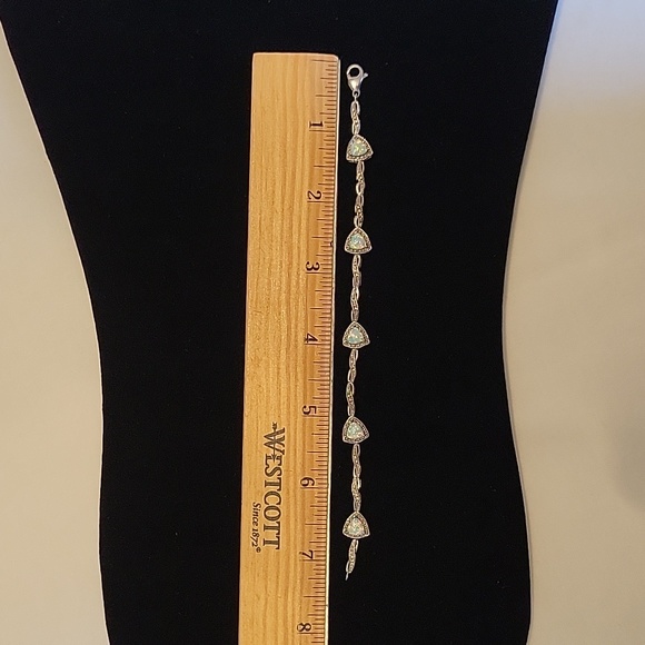 Opal and silver bracelet with pave diamonds - Picture 6 of 6